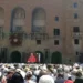 Pilgrims gather at Montserrat Abbey and follow the Holy Rosary on giant screens during Pope Leo XIV’s visit on June 10, 2026.
