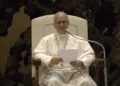 Pope Leo XIV during an audience with members of the media on May 12, 2025.