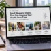 Laptop displays small weekend habits for better health, including movement, healthy eating, outdoor breaks, enjoyable activities and improved sleep.