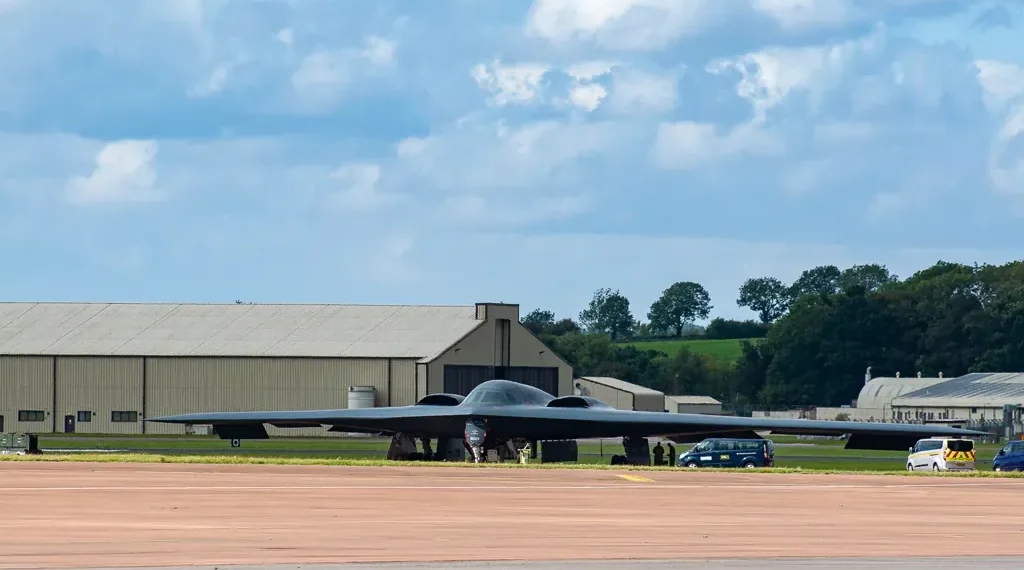 Stealth bomber at RAF Fairford in Gloucestershire, England, photographed on August 29, 2019.