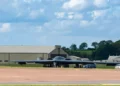 Stealth bomber at RAF Fairford in Gloucestershire, England, photographed on August 29, 2019.