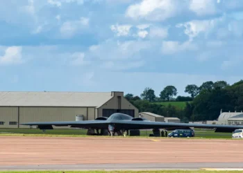 Stealth bomber at RAF Fairford in Gloucestershire, England, photographed on August 29, 2019.
