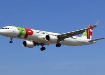 TAP Air Portugal A321neo passenger aircraft landing at Toronto Pearson International Airport after a flight from Lisbon, Canada.
