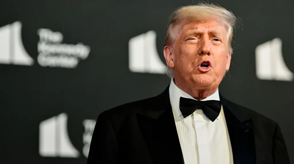 President Donald Trump and First Lady Melania Trump attend the opening night of Les Misérables at the Kennedy Center in Washington, D.C.