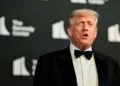 President Donald Trump and First Lady Melania Trump attend the opening night of Les Misérables at the Kennedy Center in Washington, D.C.