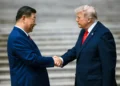 U.S. President Donald J. Trump participates in a welcome ceremony with Chinese President Xi Jinping at Beijing’s Great Hall of the People on May 14, 2026.
