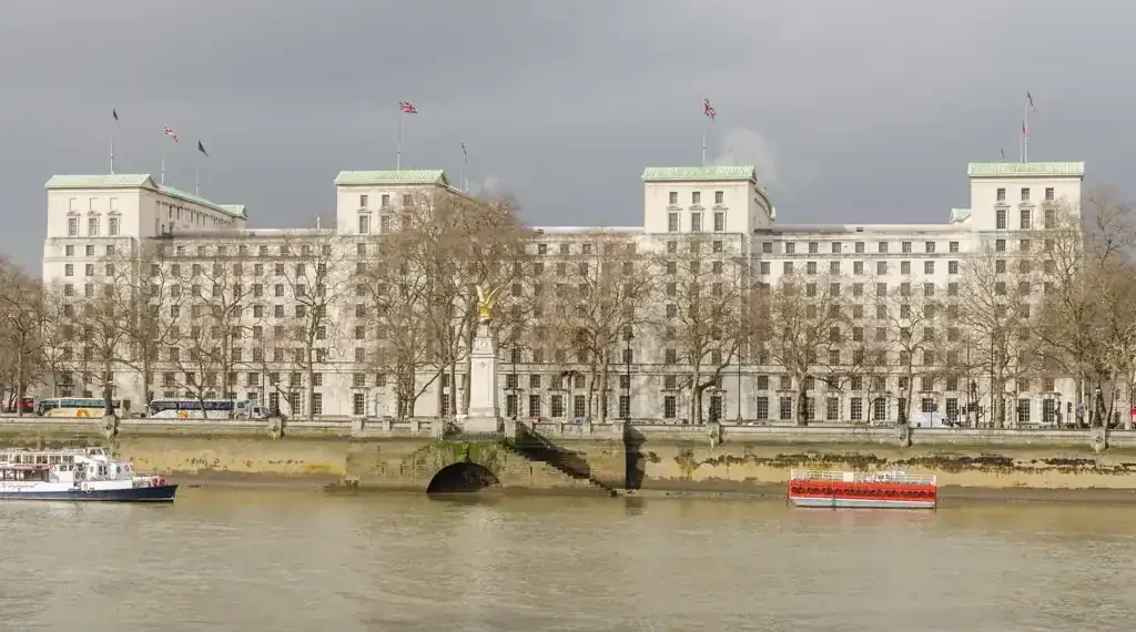 Ministry of Defence Main Building in London, United Kingdom, photographed on March 3, 2014.