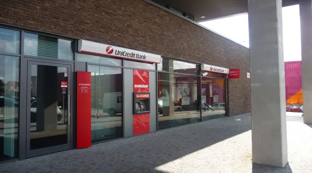 UniCredit Bank office building at Spielberk Office Centre in Brno, Czech Republic.