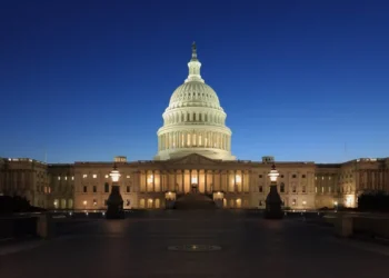 United States Capitol illuminated at dusk, viewed from the eastern side in Washington, D.C., on September 3, 2013.