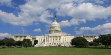 United States Capitol west facade viewed from the grounds in Washington, D.C., showing the dome and surrounding Capitol complex.