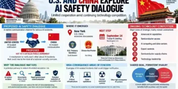 U.S. and Chinese officials explore an AI safety dialogue amid technology competition, semiconductor restrictions, and concerns over high-consequence AI incidents.