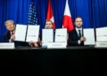 Leaders from the United States, Denmark, and Greenland attend a security agreement signing ceremony on September 22, 2026.
