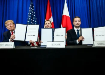 Leaders from the United States, Denmark, and Greenland attend a security agreement signing ceremony on September 22, 2026.