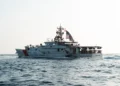 U.S. Coast Guard fast response cutter USCGC Glen Harris sails through the Strait of Hormuz on August 22, 2022.