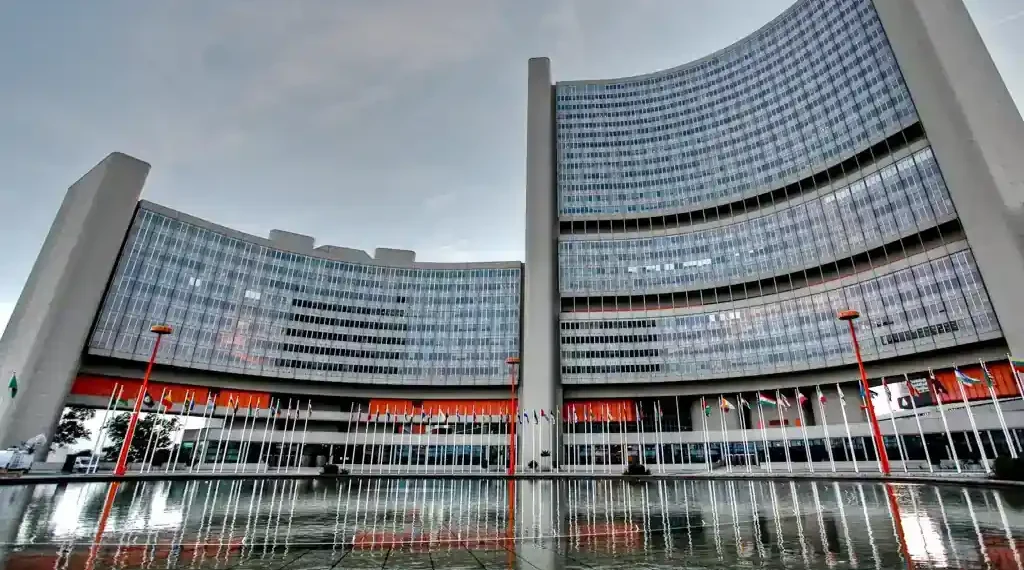 Vienna International Centre buildings A and B, headquarters of the International Atomic Energy Agency, photographed in Vienna in June 2010