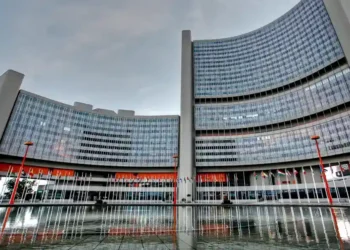 Vienna International Centre buildings A and B, headquarters of the International Atomic Energy Agency, photographed in Vienna in June 2010