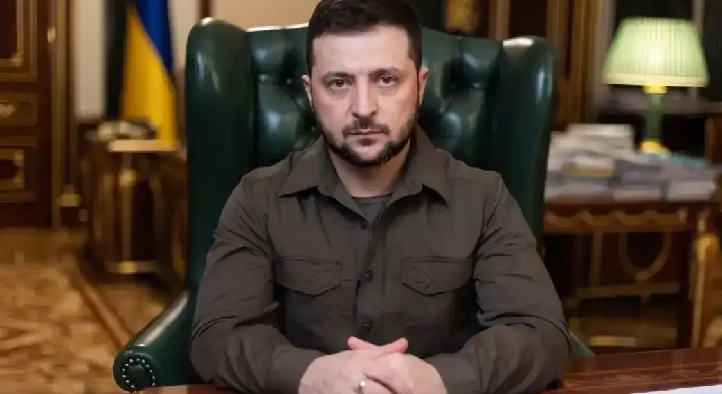 Ukraine’s president addresses the nation in Kyiv following the Bucha massacre during the Russo-Ukrainian War on April 3, 2022.