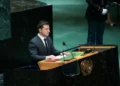 Ukrainian President Volodymyr Zelenskyy attends the 76th session of the United Nations General Assembly in New York on September 21, 2021.