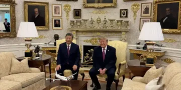 Chinese leader Xi Jinping is welcomed by U.S. President Donald Trump in the Oval Office on September 24, 2026.