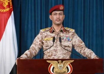 Yahya Saree, spokesman for Yemen’s armed forces, speaks in a 2026 image associated with statements on regional military developments.