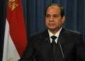 Egyptian President Abdel Fattah el-Sisi delivers a speech to the Egyptian people in a photograph dated February 16, 2015.