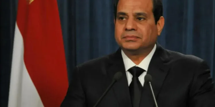 Egyptian President Abdel Fattah el-Sisi delivers a speech to the Egyptian people in a photograph dated February 16, 2015.