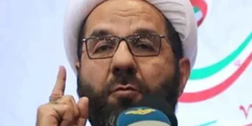 Ali Damoush, head of Hezbollah’s Executive Council, speaks in Beirut, Lebanon, on February 7, 2019.