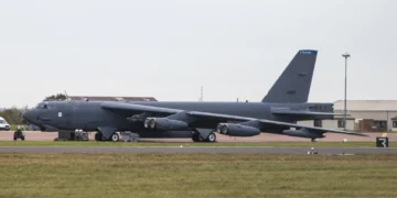Boeing B-52H Stratofortress operated by the United States Air Force at RAF Fairford, Gloucestershire, photographed on October 29, 2019.