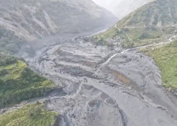 Flooding in the Budhi Gandaki area of Gorkha, Nepal, documented by the National Disaster Risk Reduction and Management Authority.