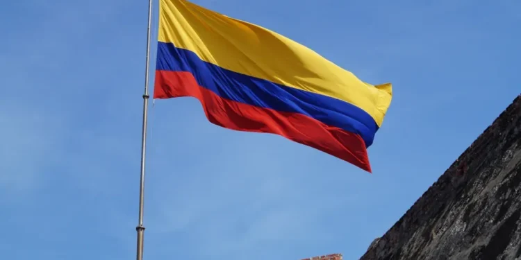 The Colombian national flag flies in Cartagena, Colombia, photographed by Niek van Son on November 14, 2016.