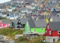 Close-up view of colorful houses in Nuuk, Greenland, photographed on August 26, 2019.