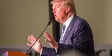 Donald Trump speaks at a campaign stop at the Mid-America Center in Council Bluffs, Iowa, on December 29, 2015.
