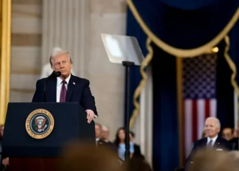 U.S. President Donald Trump delivers his inaugural address at the U.S. Capitol in Washington, D.C., on January 20, 2025.