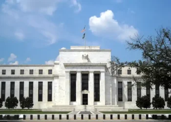The Marriner S. Eccles Federal Reserve Board Building, headquarters of the U.S. Federal Reserve, stands at Constitution Avenue and 20th Street in Washington, D.C.