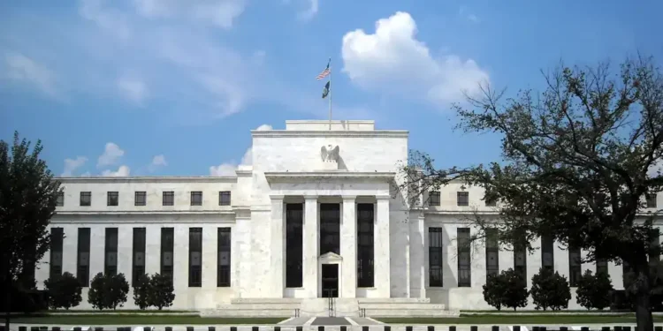 The Marriner S. Eccles Federal Reserve Board Building, headquarters of the U.S. Federal Reserve, stands at Constitution Avenue and 20th Street in Washington, D.C.