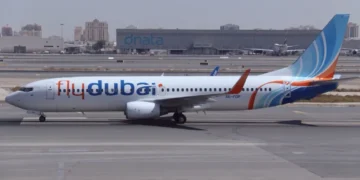Flydubai Boeing 737-800 aircraft A6-FDP at Dubai International Airport in the United Arab Emirates on September 28, 2013.