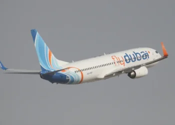 Flydubai Boeing 737 aircraft A6-FDF photographed at Dubai in the United Arab Emirates on July 20, 2012.