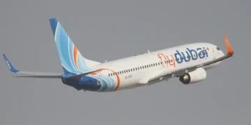 Flydubai Boeing 737 aircraft A6-FDF photographed at Dubai in the United Arab Emirates on July 20, 2012.