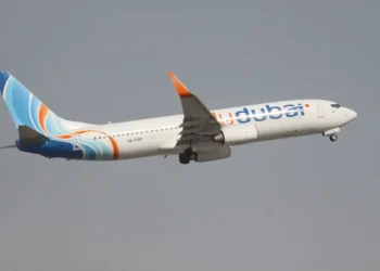 Flydubai Boeing 737 aircraft A6-FDF photographed in Dubai on July 20, 2012.