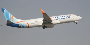 Flydubai Boeing 737 aircraft A6-FDF photographed in Dubai on July 20, 2012.