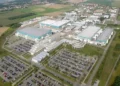 Aerial photograph of GlobalFoundries’ Fab 1 semiconductor fabrication facility in Dresden, Germany, taken on July 26, 2011.