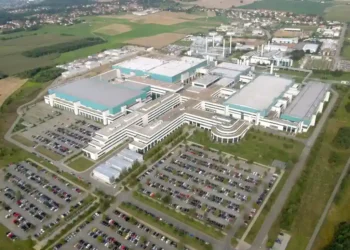 Aerial photograph of GlobalFoundries’ Fab 1 semiconductor fabrication facility in Dresden, Germany, taken on July 26, 2011.