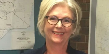 Australian independent federal MP Helen Haines poses for a portrait at the 2022 declaration of results for Indi.