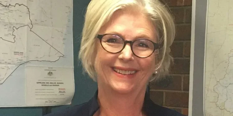 Australian independent federal MP Helen Haines poses for a portrait at the 2022 declaration of results for Indi.