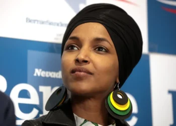 U.S. Representative Ilhan Omar speaks with Bernie Sanders supporters at a campaign canvass launch in Las Vegas, Nevada, on February 9, 2020.