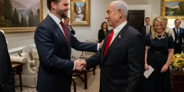 U.S. Vice President JD Vance meets Israeli Prime Minister Benjamin Netanyahu during a visit in April 2025, following discussions involving President Donald Trump.