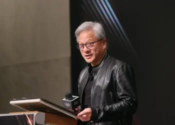 NVIDIA CEO Jensen Huang attends the inaugural K.T. Li Awards ceremony in Taiwan on November 9, 2023, photographed by Taiwan's Presidential Office.