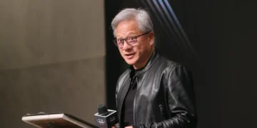 NVIDIA CEO Jensen Huang attends the inaugural K.T. Li Awards ceremony in Taiwan on November 9, 2023, photographed by Taiwan's Presidential Office.