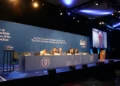 Jim Skea, Chair of the Intergovernmental Panel on Climate Change, addresses the OSCE Parliamentary Assembly's autumn meeting in Dublin, Ireland, on October 3, 2024.