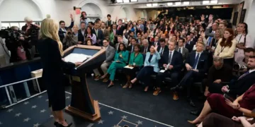 White House Press Secretary Katie Zacharia conducts her first press briefing in the James S. Brady Press Briefing Room on October 13, 2026.